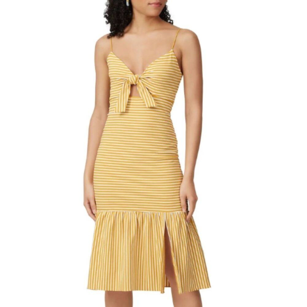 SAYLOR Yellow Striped Midi Dress